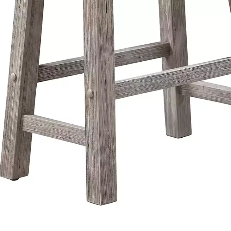 Kirklands Home Wire Brushed Saddle Wood Bar Stool Gray Clearance