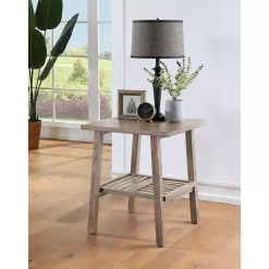 Kirklands Home Wire Brushed Natural Accent Table Tan