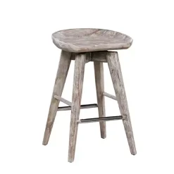 Kirklands Home Wirebrushed Barnwood Swivel Counter Stool New