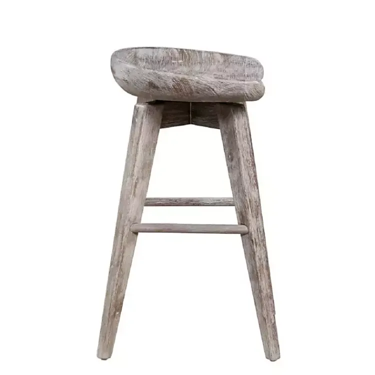 Kirklands Home Wirebrushed Barnwood Swivel Counter Stool New