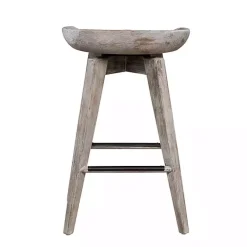 Kirklands Home Wirebrushed Barnwood Swivel Counter Stool New