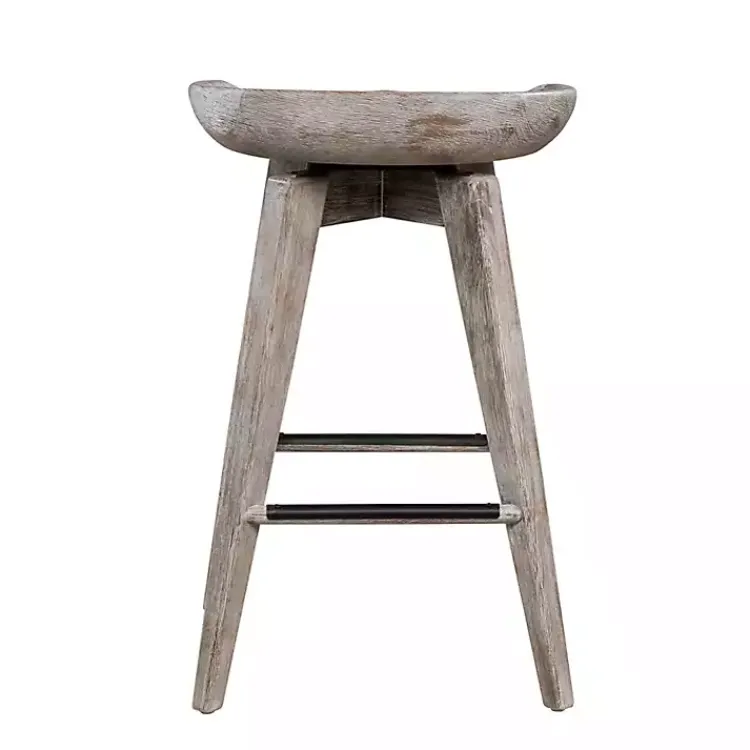 Kirklands Home Wirebrushed Barnwood Swivel Counter Stool New