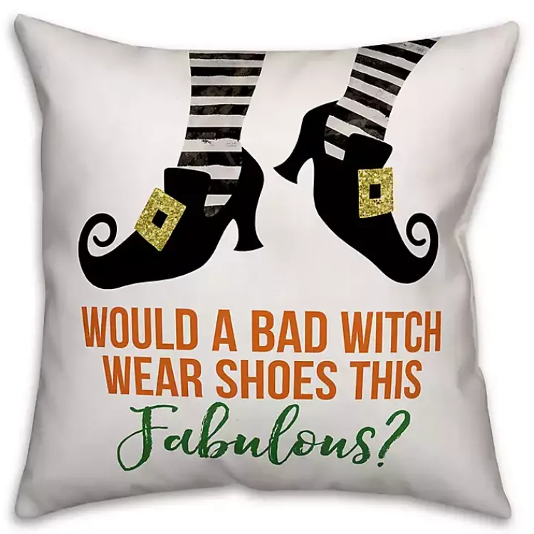 Halloween>Kirklands Home Witch Shoes Reversible Halloween Pillow