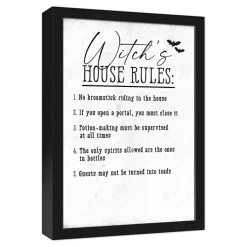 Halloween>Kirklands Home Witch's House Rules Halloween Wall Plaque White