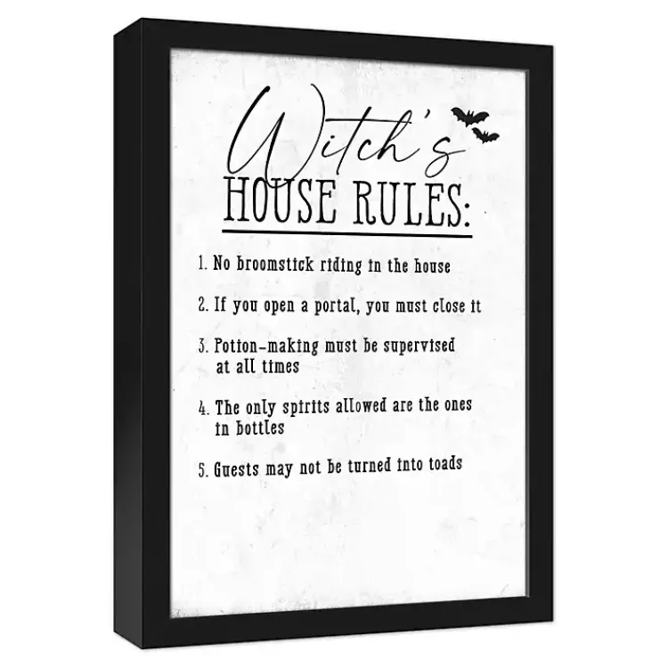 Halloween>Kirklands Home Witch's House Rules Halloween Wall Plaque White