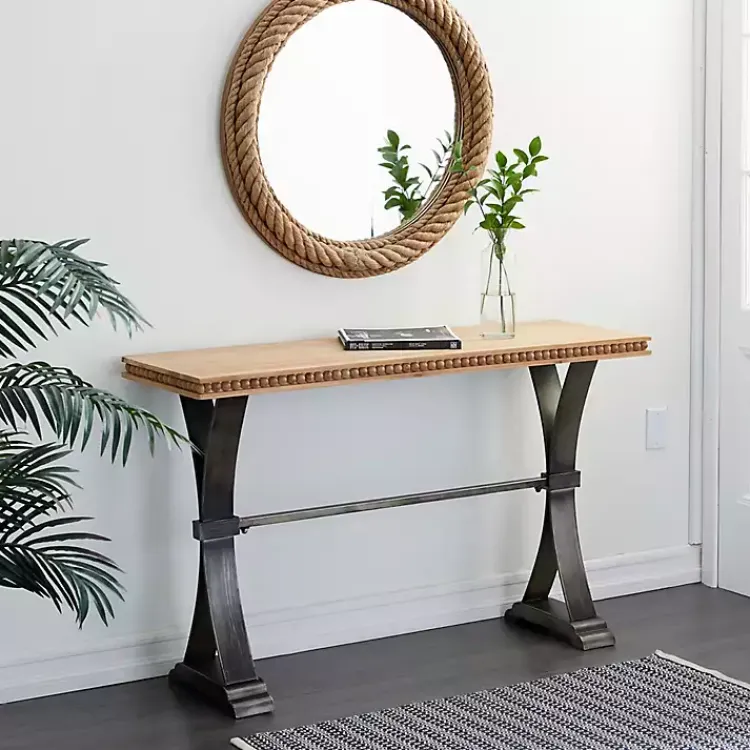 Kirklands Home Wood & Metal Trestle Base Console Table Best