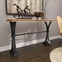 Kirklands Home Wood & Metal Trestle Base Console Table Best