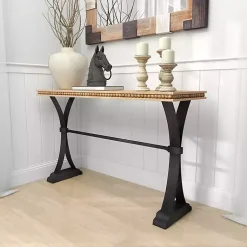 Kirklands Home Wood & Metal Trestle Base Console Table Best