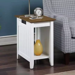 Kirklands Home Wood & Two-Tone Charging Open Accent Table White Best