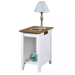 Kirklands Home Wood & Two-Tone Charging Open Accent Table White Best