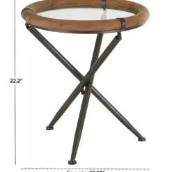 Kirklands Home Wood and Glass Round Tripod Accent Table Brown Online
