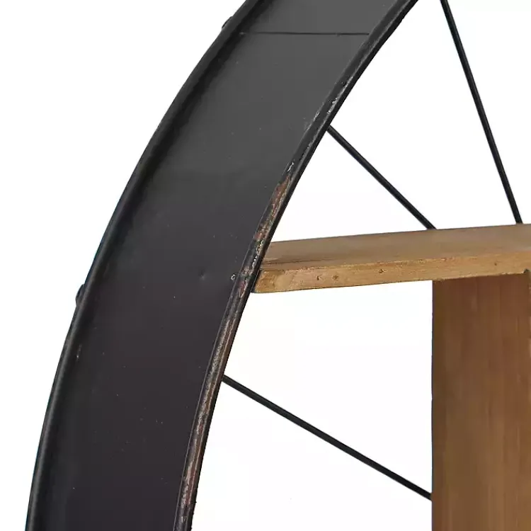 Kirklands Home Wood and Iron Bicycle Wheel Shelf Hot