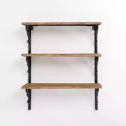 Kirklands Home Wood and Iron Scroll 3-Tier Wall Shelf Discount