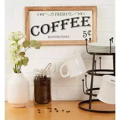 Kirklands Home Wood and Metal Coffee Framed Plaque White Sale