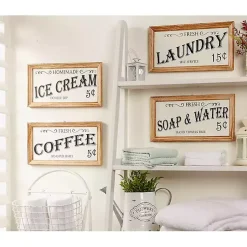 Kirklands Home Wood and Metal Coffee Framed Plaque White Sale