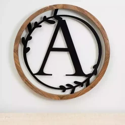Kirklands Home Wood and Metal Laurel Monogram A Plaque Clearance