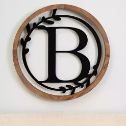 Kirklands Home Wood and Metal Laurel Monogram B Plaque Best