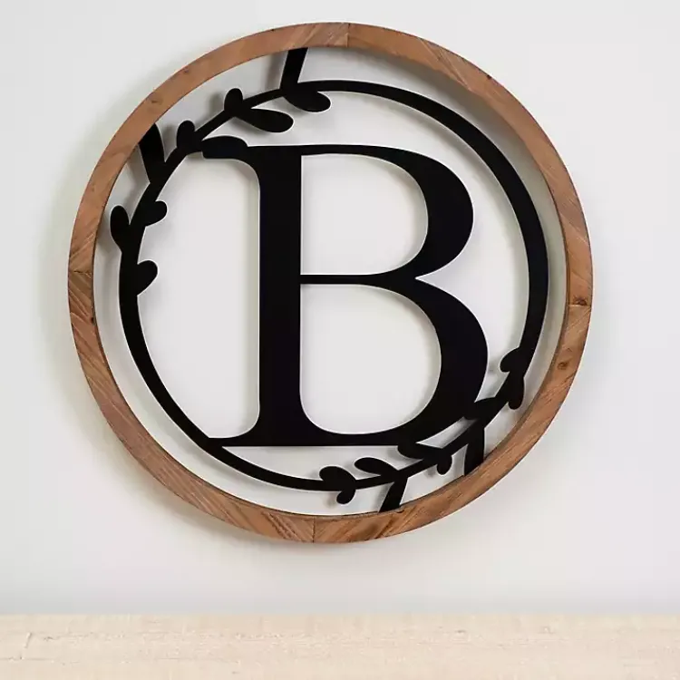 Kirklands Home Wood and Metal Laurel Monogram B Plaque Best