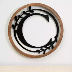 Kirklands Home Wood and Metal Laurel Monogram C Plaque Sale