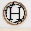 Kirklands Home Wood and Metal Laurel Monogram H Plaque