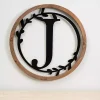 Kirklands Home Wood and Metal Laurel Monogram J Plaque Hot