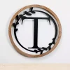 Kirklands Home Wood and Metal Laurel Monogram T Plaque Outlet