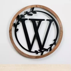 Kirklands Home Wood and Metal Laurel Monogram W Plaque New