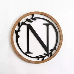 Kirklands Home Wood and Metal Laurel N Plaque Online