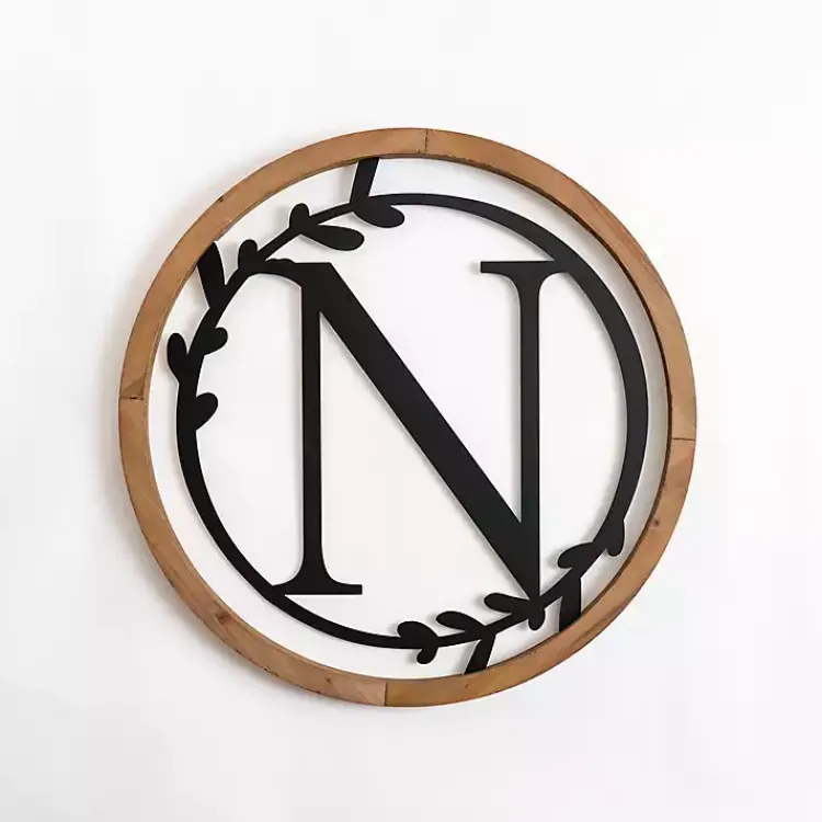 Kirklands Home Wood and Metal Laurel N Plaque Online