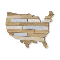 Kirklands Home Wood and Metal Plank USA Map Wall Plaque Hot
