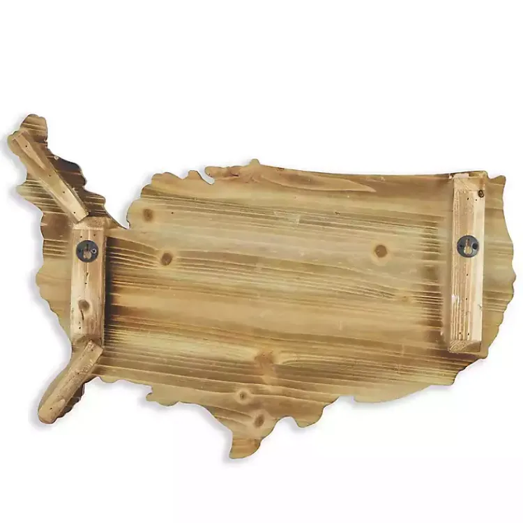 Kirklands Home Wood and Metal Plank USA Map Wall Plaque Hot