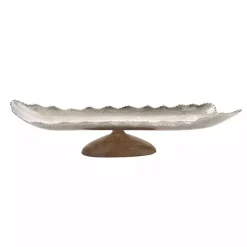 Decorative Trays>Kirklands Home Wood and Metal Scalloped Rim Tray