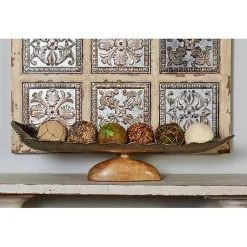 Decorative Trays>Kirklands Home Wood and Metal Scalloped Rim Tray