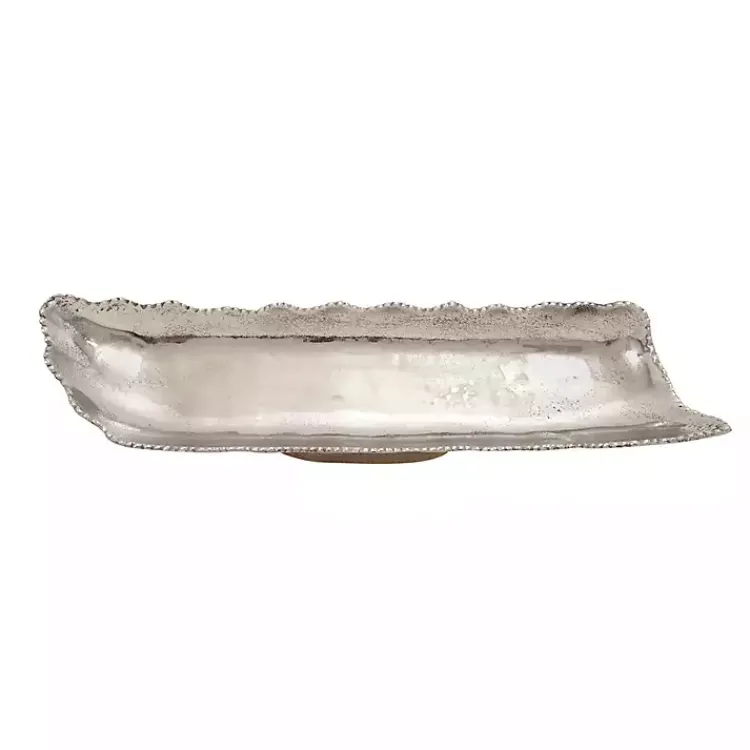 Decorative Trays>Kirklands Home Wood and Metal Scalloped Rim Tray