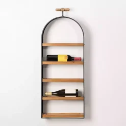 Kirklands Home Wood and Metal 5-Tier Wine Bottle Wall Shelf Online
