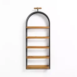 Kirklands Home Wood and Metal 5-Tier Wine Bottle Wall Shelf Online