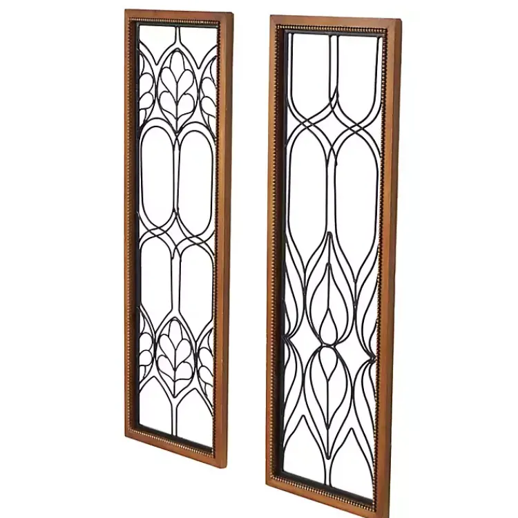 Kirklands Home Wood and Metal Wire Wall Plaques, Set of 2 Outlet