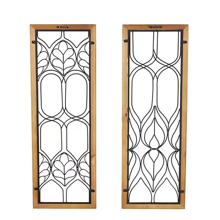 Kirklands Home Wood and Metal Wire Wall Plaques, Set of 2 Outlet