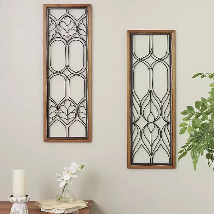 Kirklands Home Wood and Metal Wire Wall Plaques, Set of 2 Outlet