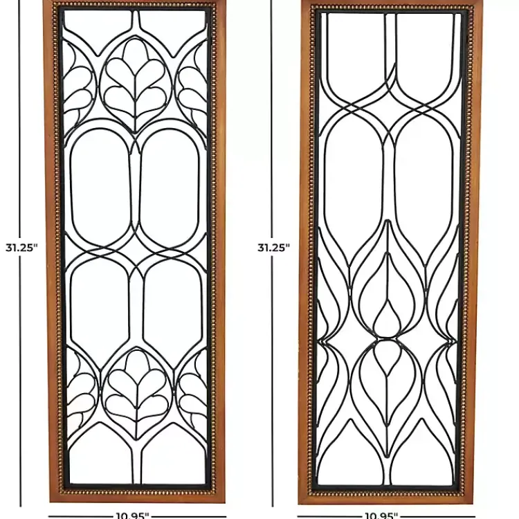 Kirklands Home Wood and Metal Wire Wall Plaques, Set of 2 Outlet