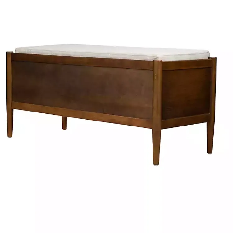 Kirklands Home Wood Arcadia Storage Bench with Cushion White Sale