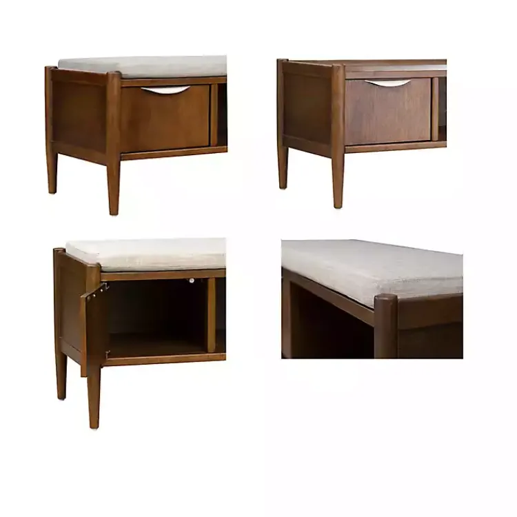 Kirklands Home Wood Arcadia Storage Bench with Cushion White Sale