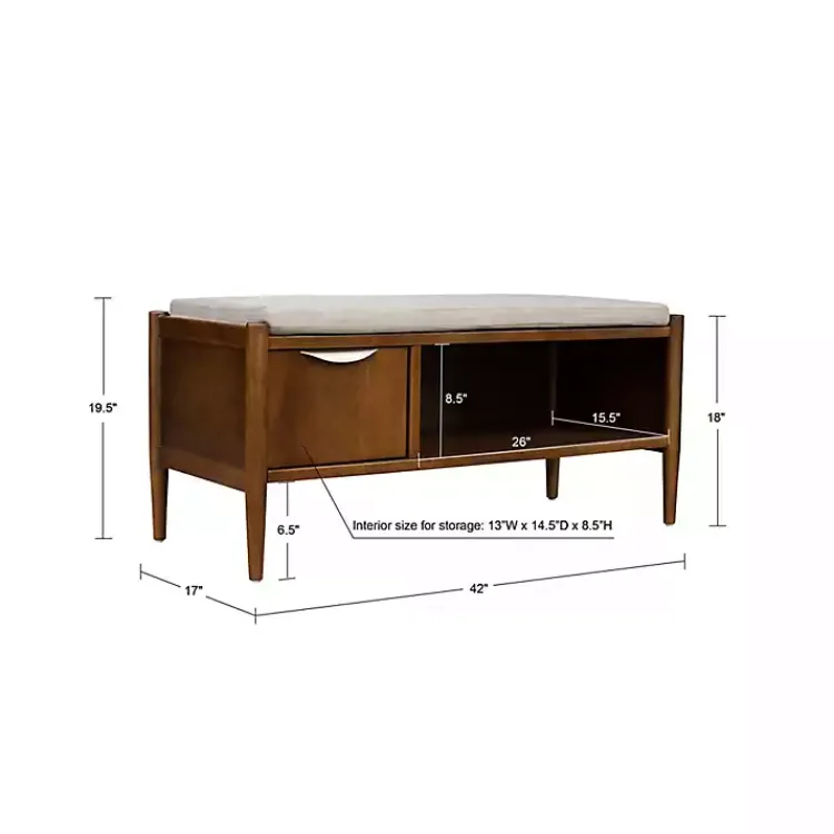 Kirklands Home Wood Arcadia Storage Bench with Cushion White Sale