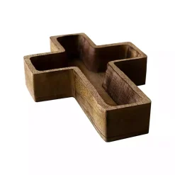 Decorative Bowls & Jars>Kirklands Home Wood Cross Shaped Decorative Bowl Brown