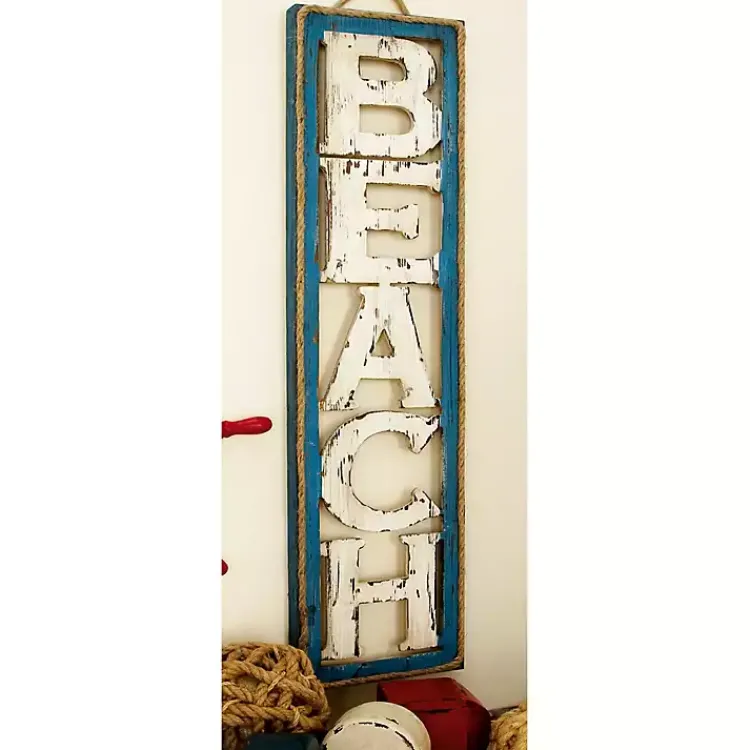 Kirklands Home Wood Cut-Out Beach Hanging Wall Plaque New