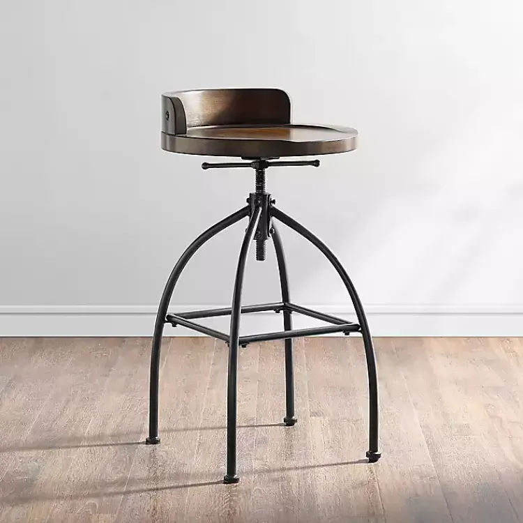 Kirklands Home Wood Edgar Industrial Adjustable Stool Brown Sale