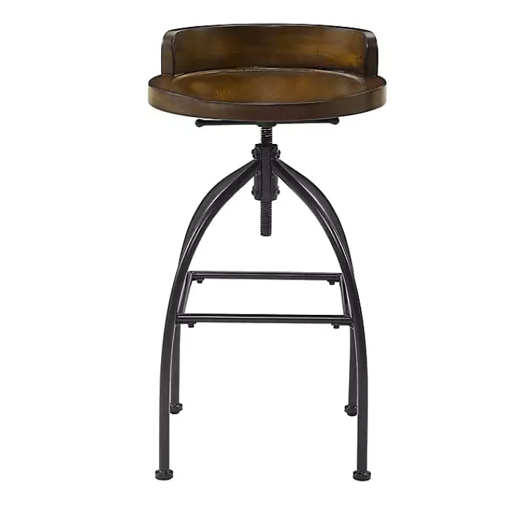Kirklands Home Wood Edgar Industrial Adjustable Stool Brown Sale