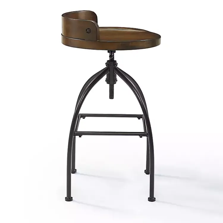 Kirklands Home Wood Edgar Industrial Adjustable Stool Brown Sale