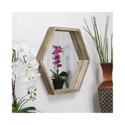 Kirklands Home Wood Frame Hexagon Wall Mirror Best
