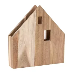 Kirklands Home Wood House Shaped Napkin Holder Brown New
